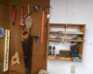 Assorted Vintage Hand Tools on Pegboard