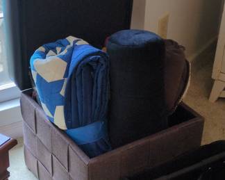 Woven Storage Ottoman with Lid