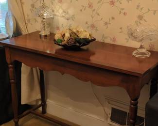 Handmade Cherry Console Table with Turned Legs and Scalloped Apron