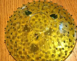 Vintage Green Glass Hobnail Footed Candy Dish