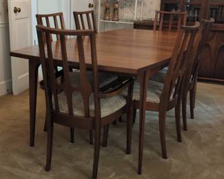 Broyhill Brasilia Mid-Century Modern Walnut Dining Set with Cathedral Back Chairs