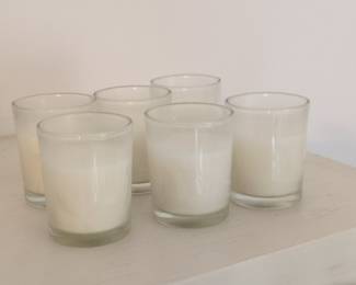 Set of Six White Frosted Glass Votive Candle Holders