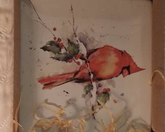 Dean Crouser Cardinal and Holly Decorative Tile