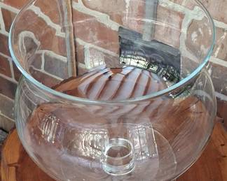 Large Clear Glass Punch Bowl with Pedestal