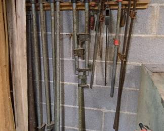 Assorted Vintage Woodworking Pipe and Bar Clamps (Pony, Jorgensen)