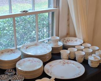 Rosette Fine China 35-Piece Dinnerware Set - Pattern 3908