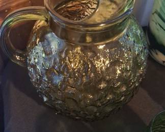 Anchor Hocking Lido Milano Amber Crinkle Glass Pitcher