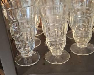 Vintage Indiana Glass Paneled Soda Fountain Glasses