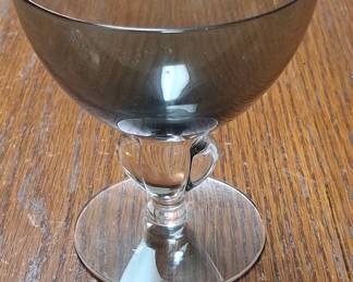 Vintage Smoke Glass Sherbet Cups with Ball Stem