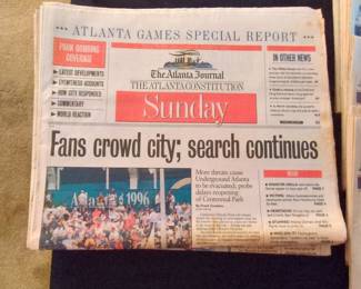The Atlanta Journal-Constitution Sunday Edition, July 28, 1996 - Park Bombing Coverage