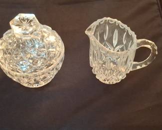 American Brilliant Period Cut Glass Cream and Sugar Set - Hobstar Pattern