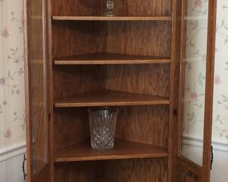 Handmade Oak Corner Curio Cabinet
