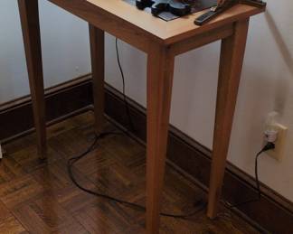 Oak and Slate Console Table with Scrollwork Inlay