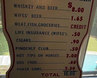 Vintage "How to Live on $15 a Week" Humor Sign