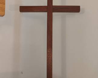 Handmade Dark Walnut Altar Cross with Candle Recess
