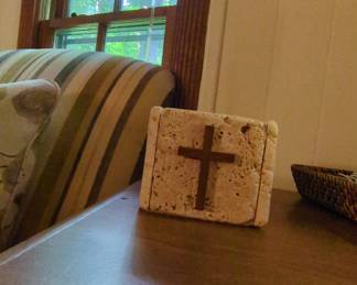 Travertine Stone Cross Sculpture