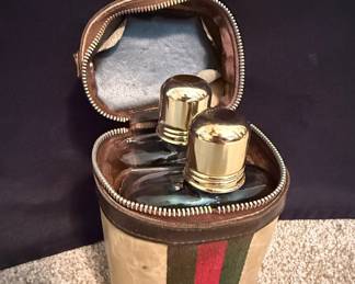 Vintage Flask Set in Web Stripe Case