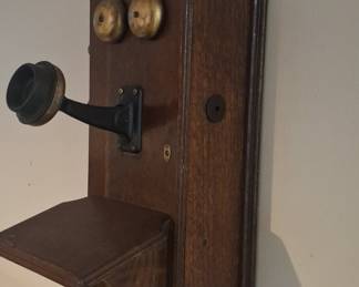 Vintage Oak Wall-Mount Telephone Conversion with Modern Keypad