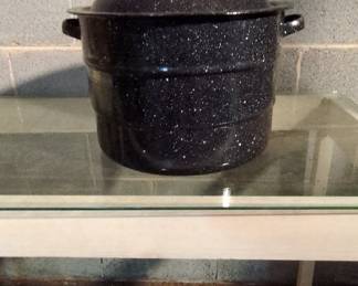 Vintage Granite Ware Black Speckled Enamelware Canner/Stock Pot
