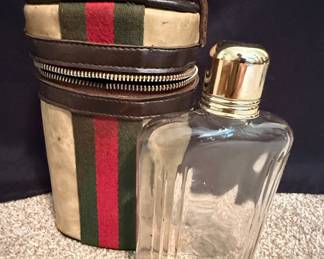 Vintage Flask Set in Web Stripe Case