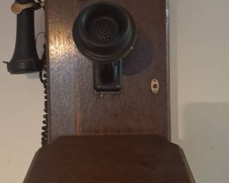 Vintage Oak Wall-Mount Telephone Conversion with Modern Keypad