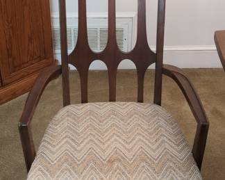 Broyhill Brasilia Mid-Century Modern Walnut Dining Set with Cathedral Back Chairs