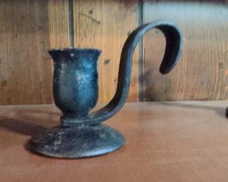 Hand-Forged Wrought Iron Chamberstick Candlestick Holder