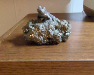 Pyrite Cluster Frog Figurine