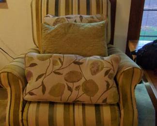 Striped Upholstered Club Chairs