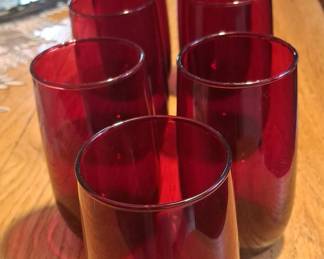 Anchor Hocking Royal Ruby Roly Poly Tumblers