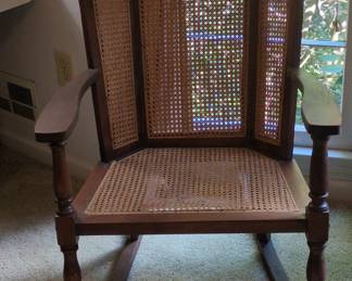 Antique Victorian Cane Back Rocking Chair