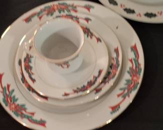 Poinsettia & Ribbons by Tienshan Fine China Place Setting