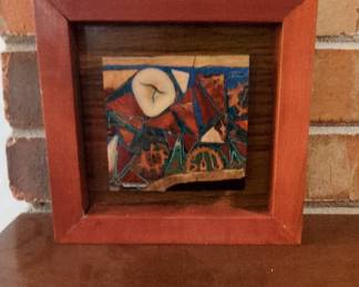 Mid-Century Modern Abstract Wood Marquetry Panel
