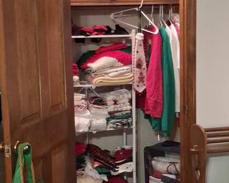 Assorted Household Linens and Seasonal Textiles with Holiday Theme