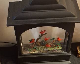 Cardinal on Branch Glitter Lantern