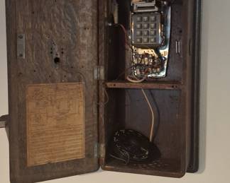 Vintage Oak Wall-Mount Telephone Conversion with Modern Keypad