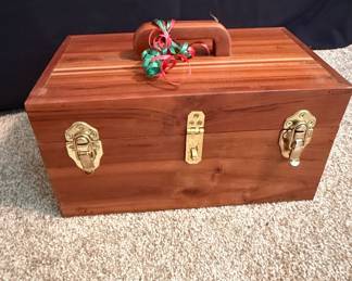 Vintage Cedar Keepsake or Tool Chest with Tray