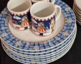 Sakura Debbie Mumm Snowman Christmas Dinnerware Set