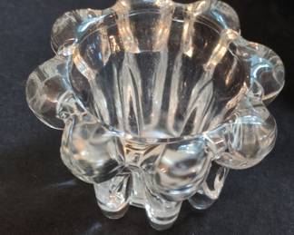 Clear Pressed Glass Flower Shaped Votive Candle Holder