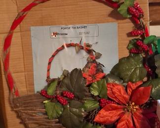 Christmas House Poinsettia Basket Decoration