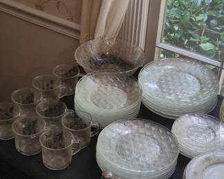 Fortecrisa Mexico Clear Glass Basketweave Dinnerware Set