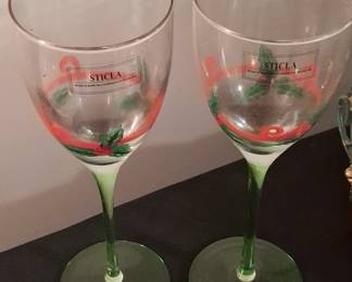 Sticla Romania Holly & Ribbon Wine Glasses