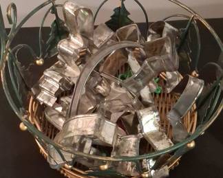 Vintage Christmas Cookie Cutter Collection in Decorative Basket