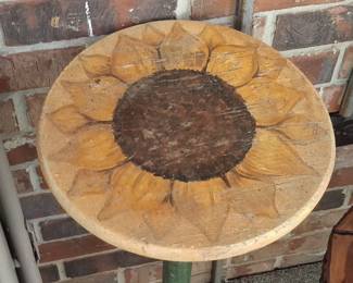 Hand-Carved Sunflower Plant Stand