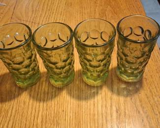 Imperial Glass Provincial Green Thumbprint Tumblers