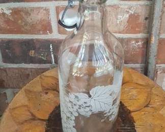 Vintage Etched Grapevine Swing-Top Bottle