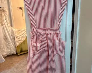 Vintage Red and White Candy Striper Pinafore Apron Dress