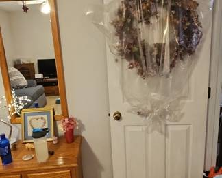 Vintage Oak Hall Table with Mirror