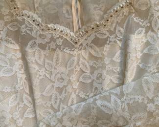 Vintage Lace and Tulle Wedding Dress with Tiered Skirt