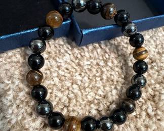 Triple Protection Bracelet: Tiger's Eye, Hematite, Black Obsidian